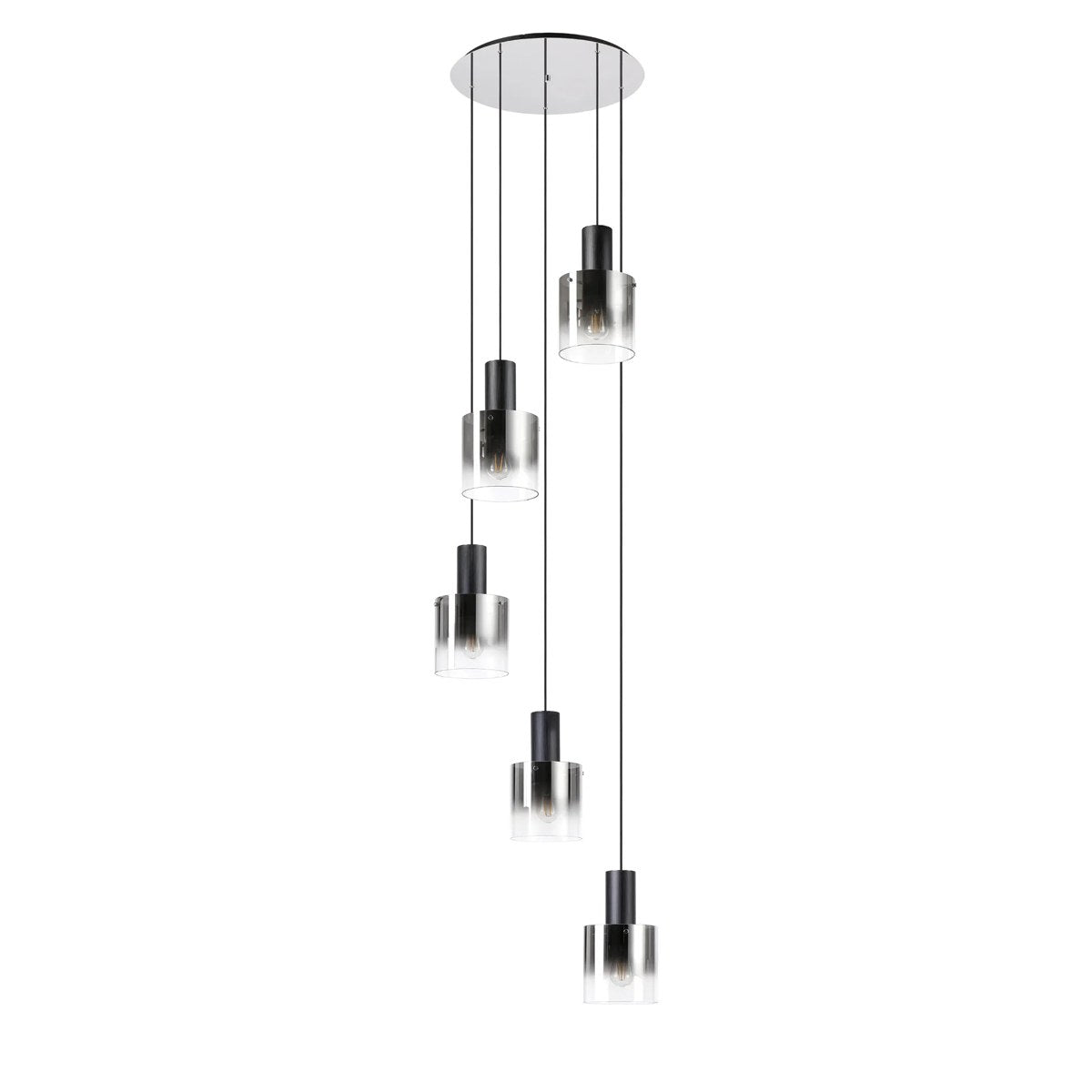 Regent Maisy 5 Light Adjustable Round Pendant 650mm - Black / Smoke Fade