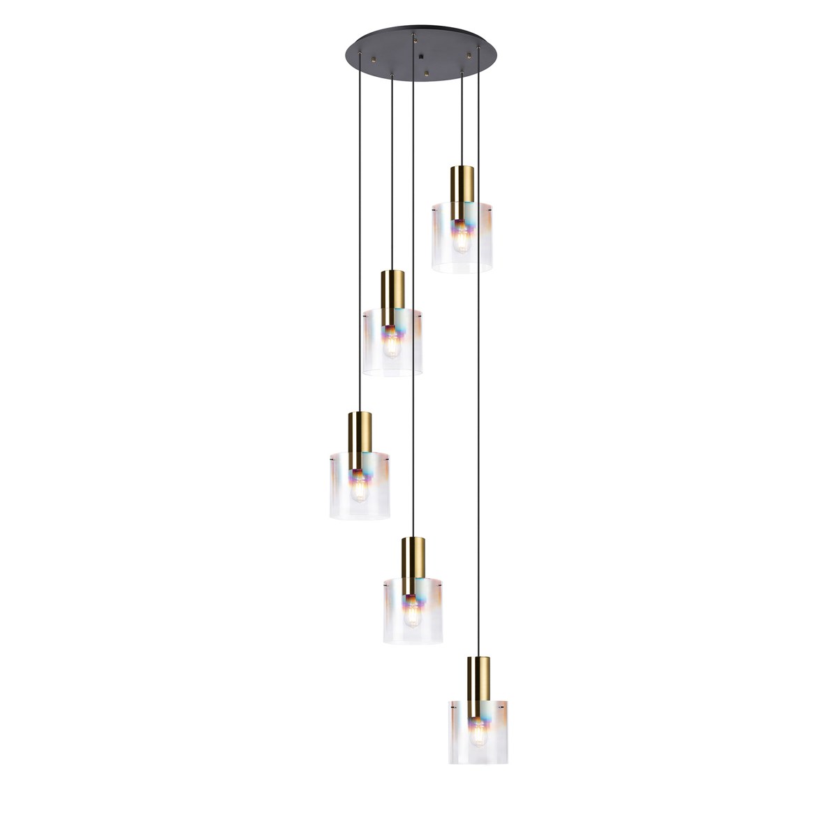 Regent Maisy 5 Light Adjustable Round Pendant 650mm - Brass / Sand Black / Iridescent Fade