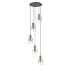 Regent Maisy 5 Light Adjustable Round Pendant 650mm - Brass / Sand Black / Iridescent Fade