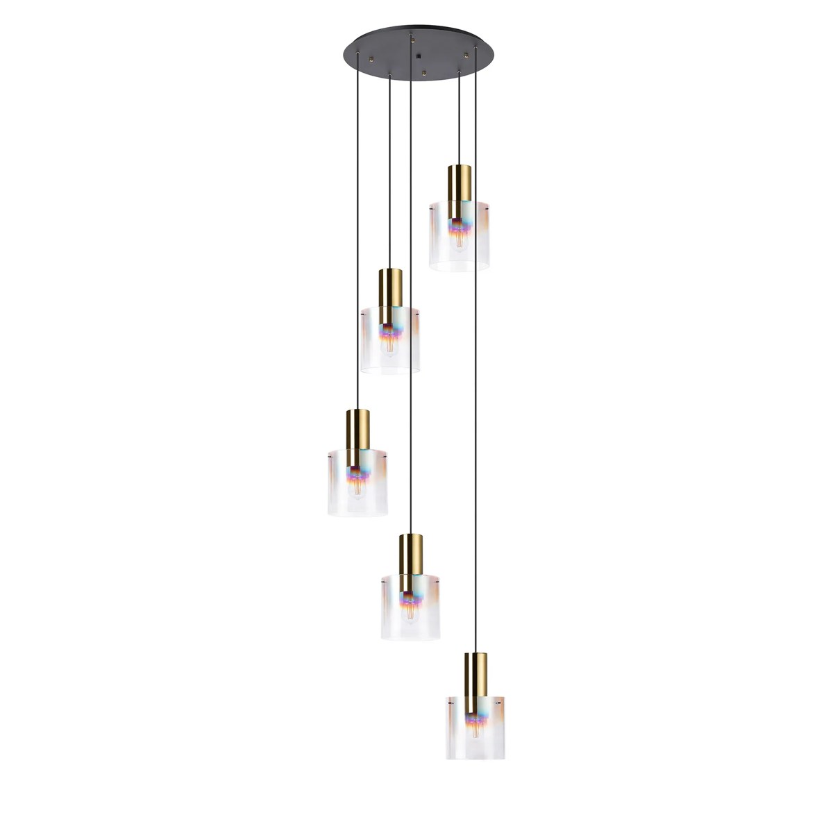 Regent Maisy 5 Light Adjustable Round Pendant 650mm - Brass / Sand Black / Iridescent Fade