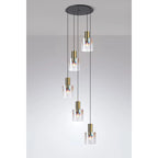 Regent Maisy 5 Light Adjustable Round Pendant 650mm - Brass / Sand Black / Iridescent Fade