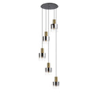 Regent Maisy 5 Light Adjustable Round Pendant 650mm - Brass / Sand Black / Smoke Fade