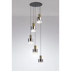 Regent Maisy 5 Light Adjustable Round Pendant 650mm - Brass / Sand Black / Smoke Fade