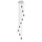 Regent Maisy 9 Light Adjustable Round Pendant Light 800mm - Black / Amber Fade