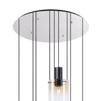 Regent Maisy 9 Light Adjustable Round Pendant Light 800mm - Black / Amber Fade