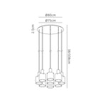 Regent Maisy 9 Light Adjustable Round Pendant Light 800mm - dimensions