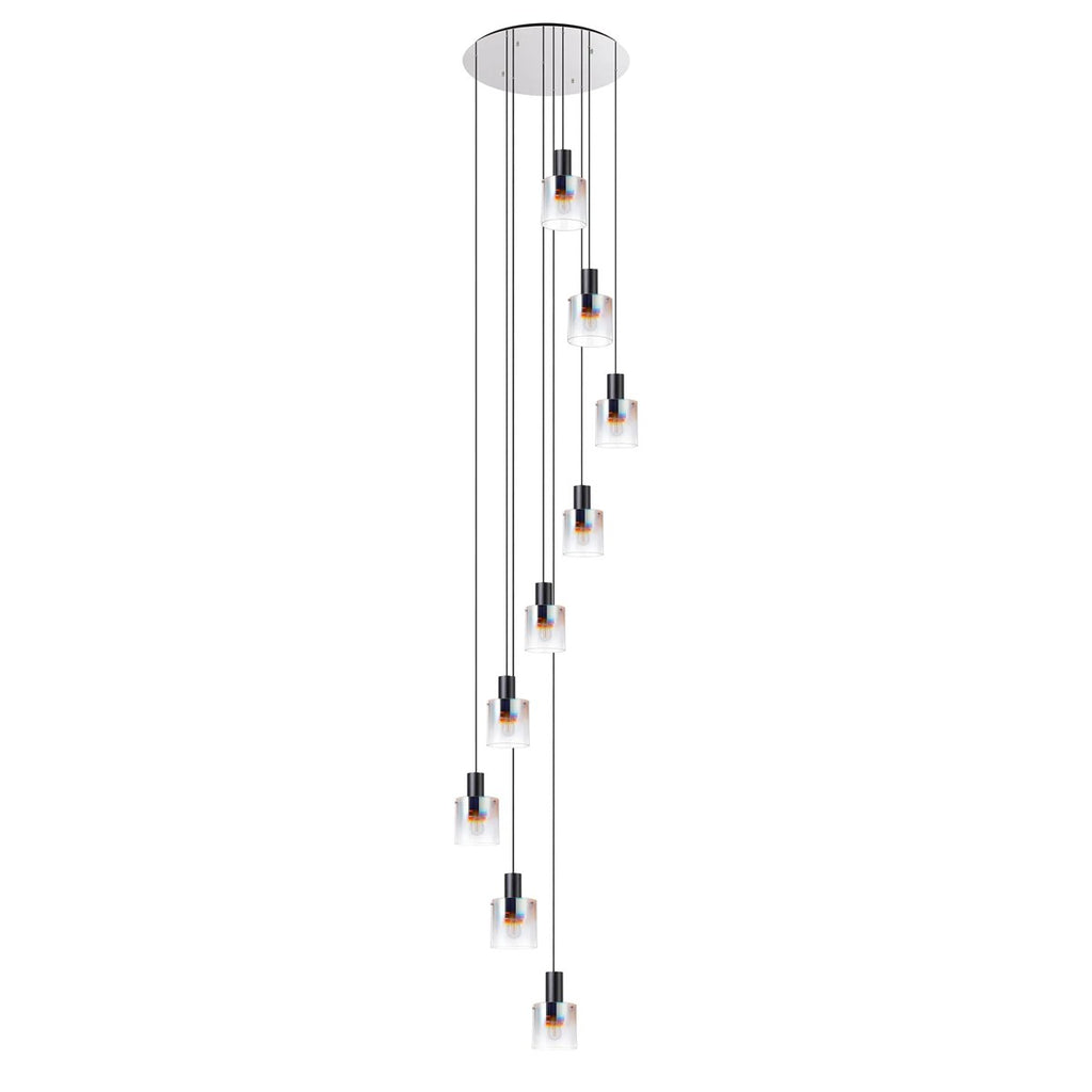 Regent Maisy 9 Light Adjustable Round Pendant Light 800mm - Black / Iridescent Fade