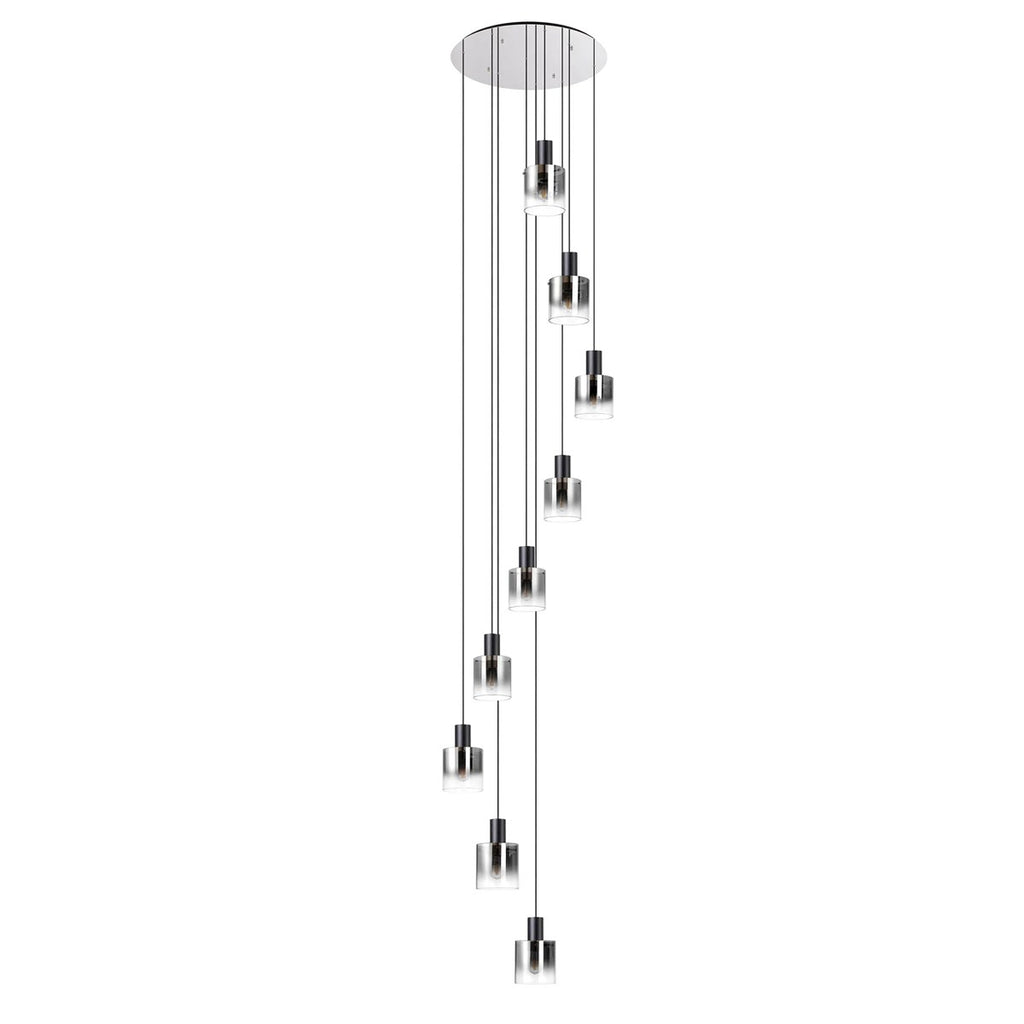 Regent Maisy 9 Light Adjustable Round Pendant Light 800mm - Black / Smoke Fade