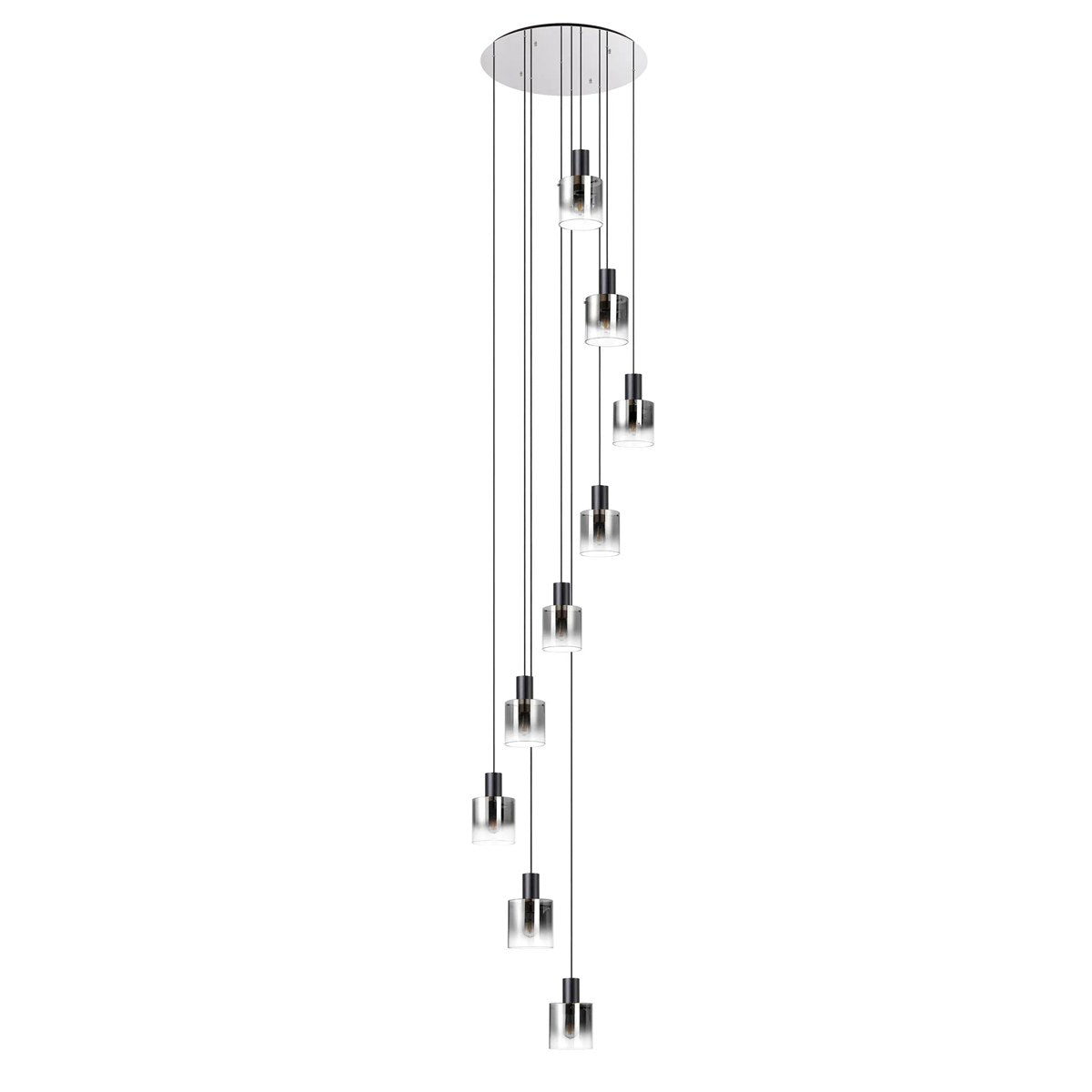 Regent Maisy 9 Light Adjustable Round Pendant Light 800mm - Black / Smoke Fade