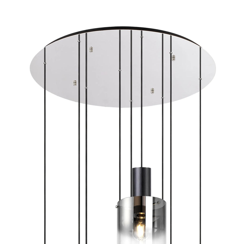 Regent Maisy 9 Light Adjustable Round Pendant Light 800mm - Black / Smoke Fade