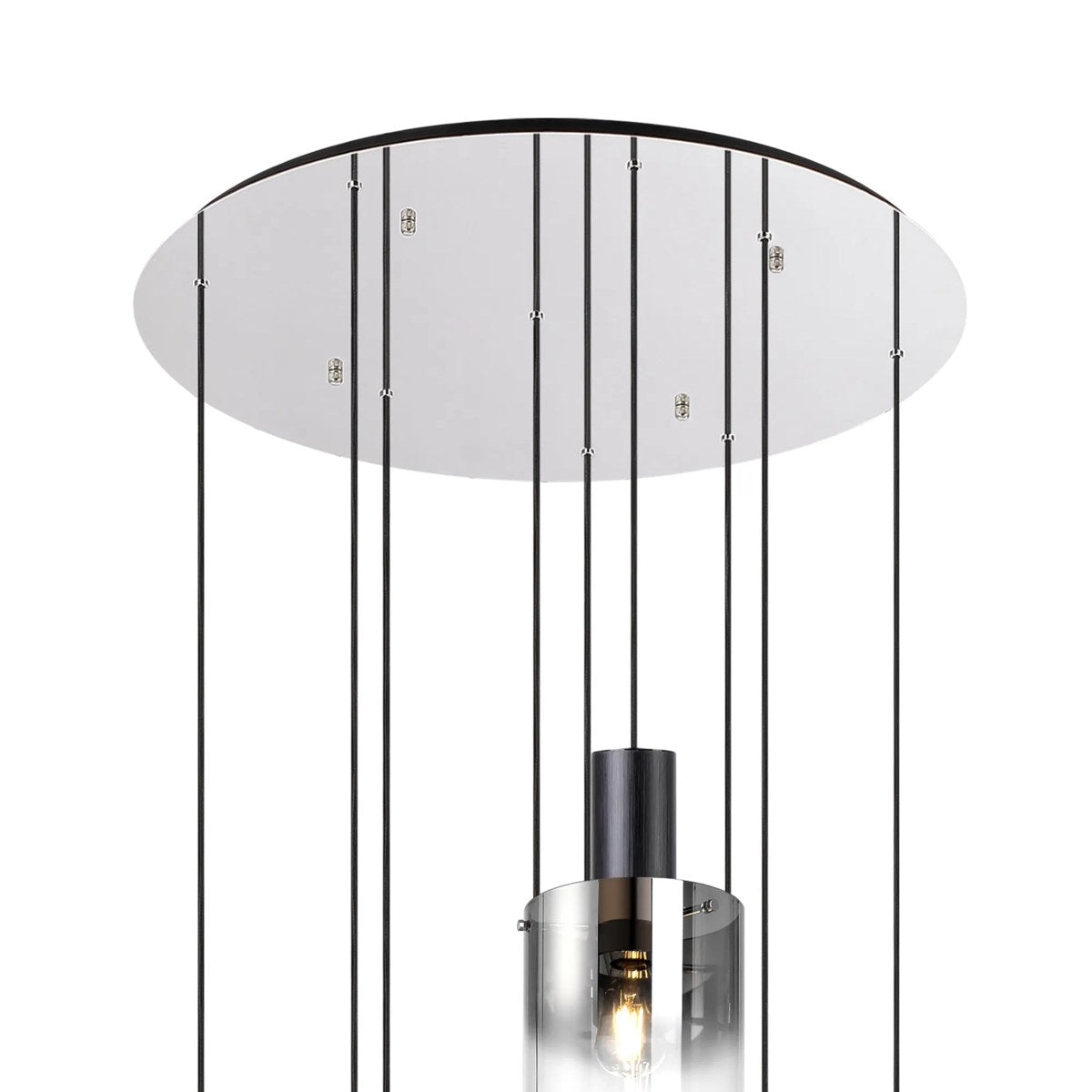 Regent Maisy 9 Light Adjustable Round Pendant Light 800mm - Black / Smoke Fade