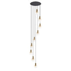 Regent Maisy 9 Light Adjustable Round Pendant Light 800mm - Brass / Sand Black / Amber Fade