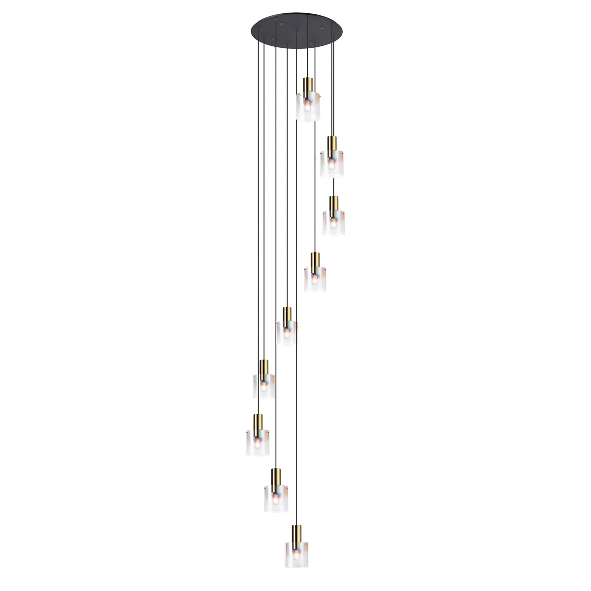 Regent Maisy 9 Light Adjustable Round Pendant Light 800mm - Brass / Sand Black / Iridescent Fade