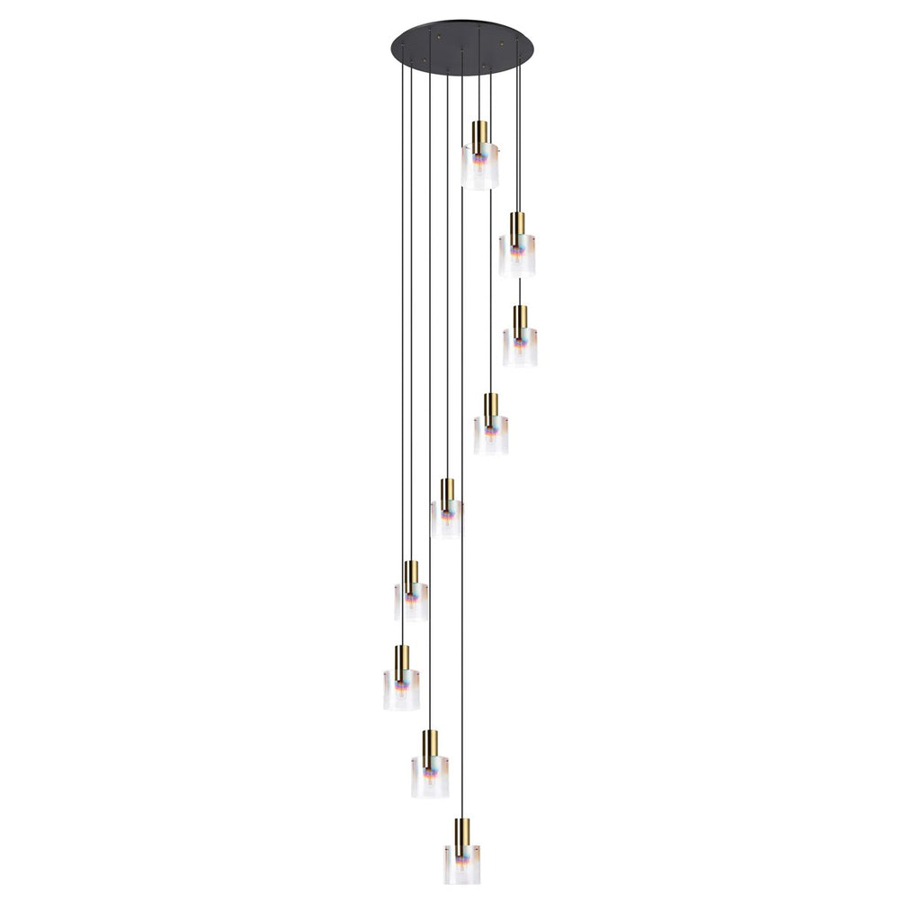 Regent Maisy 9 Light Adjustable Round Pendant Light 800mm - Brass / Sand Black / Iridescent Fade