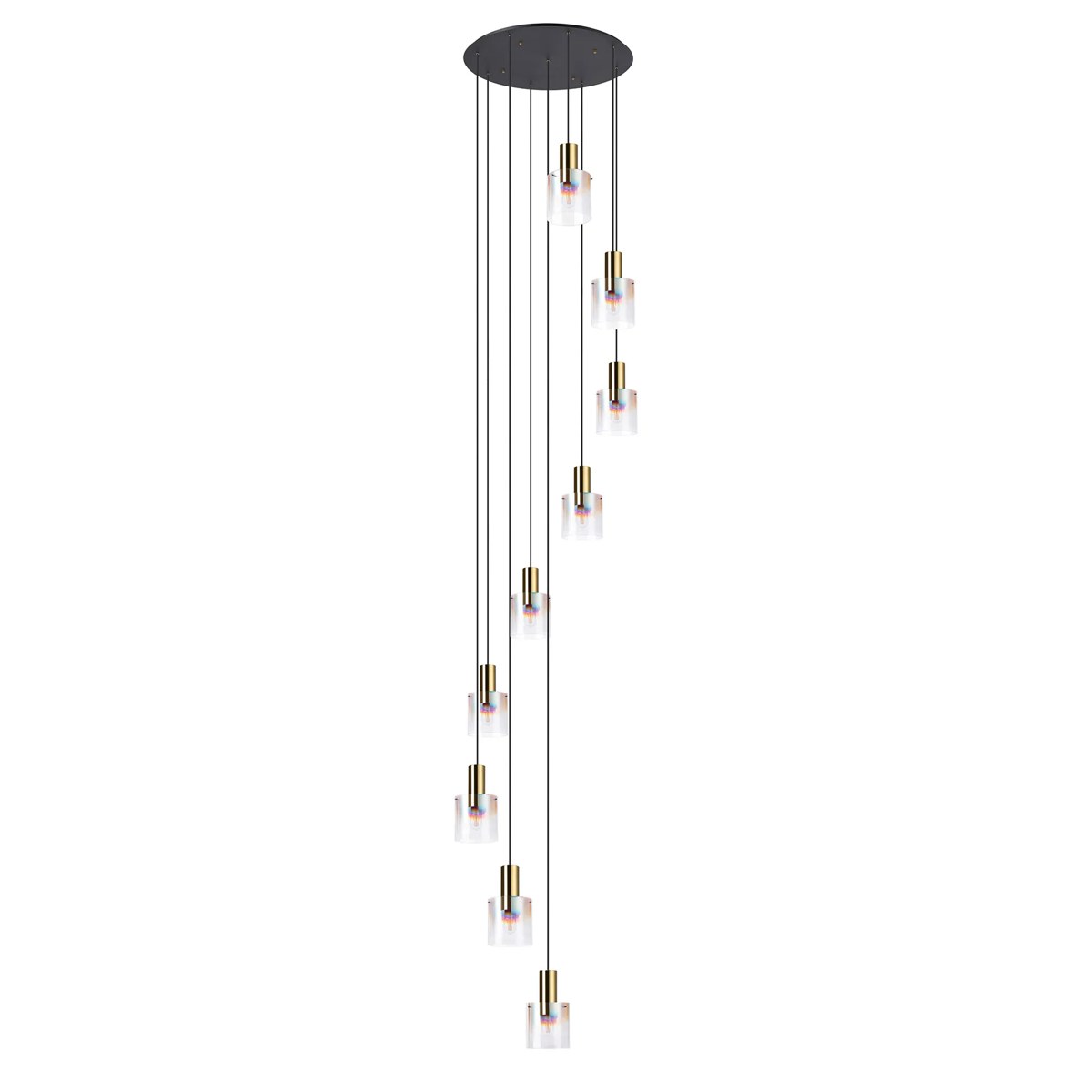 Regent Maisy 9 Light Adjustable Round Pendant Light 800mm - Brass / Sand Black / Iridescent Fade
