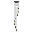 Regent Maisy 9 Light Adjustable Round Pendant Light 800mm - Brass / Sand Black / Smoke Fade