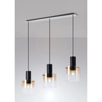 Regent Maisy 3 Light 1000mm Linear Pendant Light - Black / Amber Fade