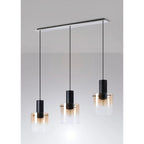 Regent Maisy 3 Light 1000mm Linear Pendant Light - Black / Amber Fade