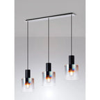 Regent Maisy 3 Light 1000mm Linear Pendant Light - Black / Iridescent Fade
