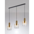 Regent Maisy 3 Light 1000mm Linear Pendant Light - Brass / Sand Black / Amber Fade
