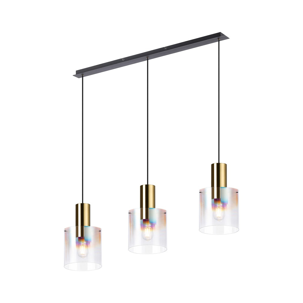 Regent Maisy 3 Light 1000mm Linear Pendant Light - Brass / Sand Black / Iridescent Fade