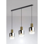 Regent Maisy 3 Light 1000mm Linear Pendant Light - Brass / Sand Black / Smoke Fade