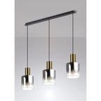 Regent Maisy 3 Light 1000mm Linear Pendant Light - Brass / Sand Black / Smoke Fade