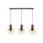 Regent Maisy 3 Light 1000mm Linear Pendant Light - Mocha / Amber Fade