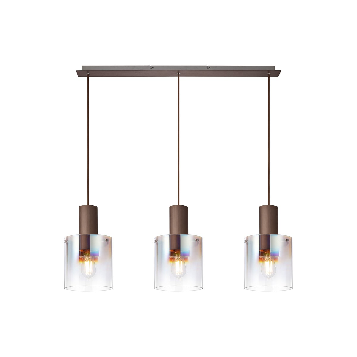 Regent Maisy 3 Light 1000mm Linear Pendant Light - Mocha / Iridescent Fade