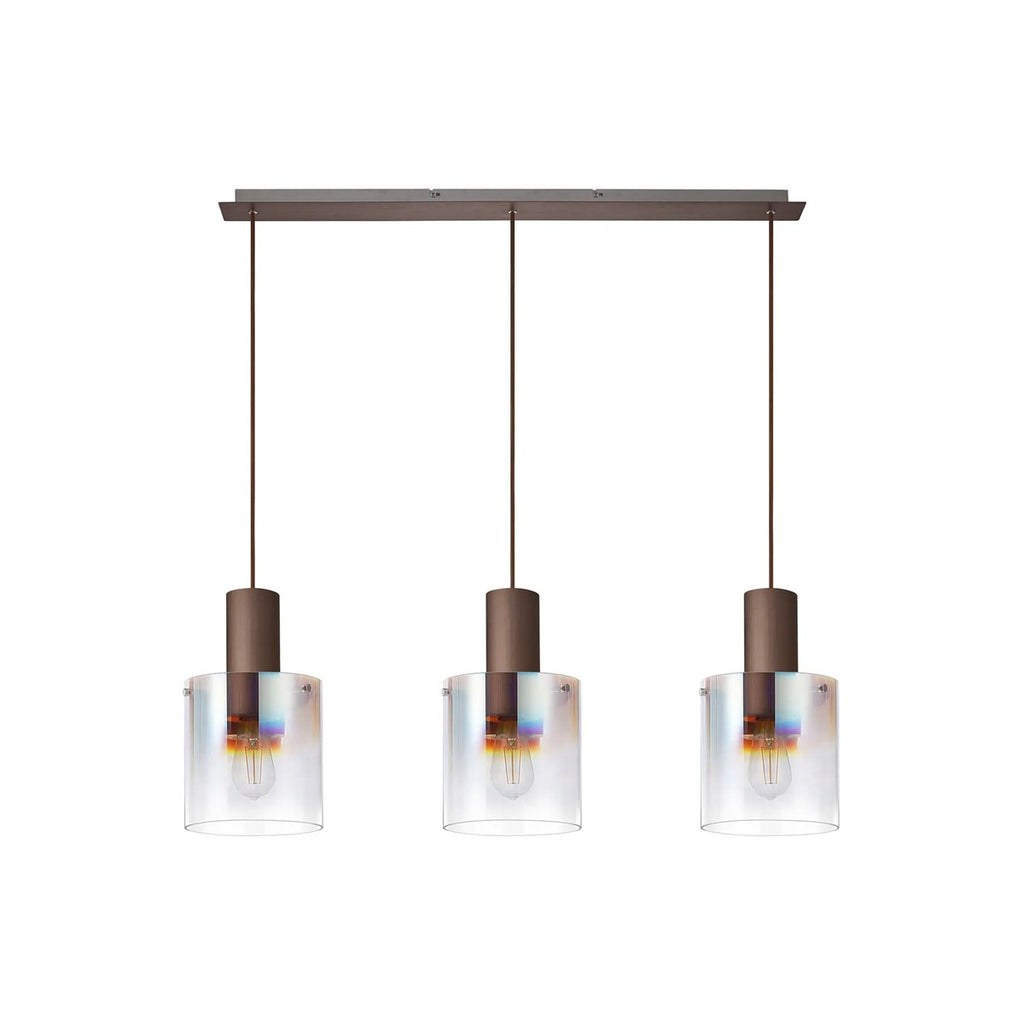 Regent Maisy 3 Light 1000mm Linear Pendant Light - Mocha / Iridescent Fade
