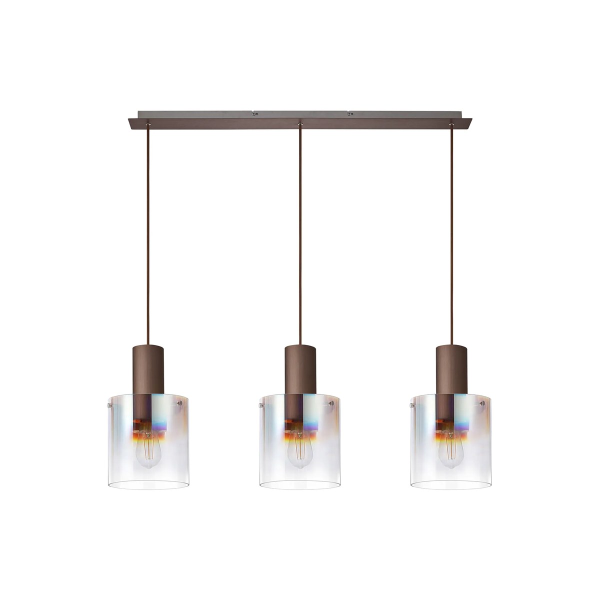 Regent Maisy 3 Light 1000mm Linear Pendant Light - Mocha / Iridescent Fade
