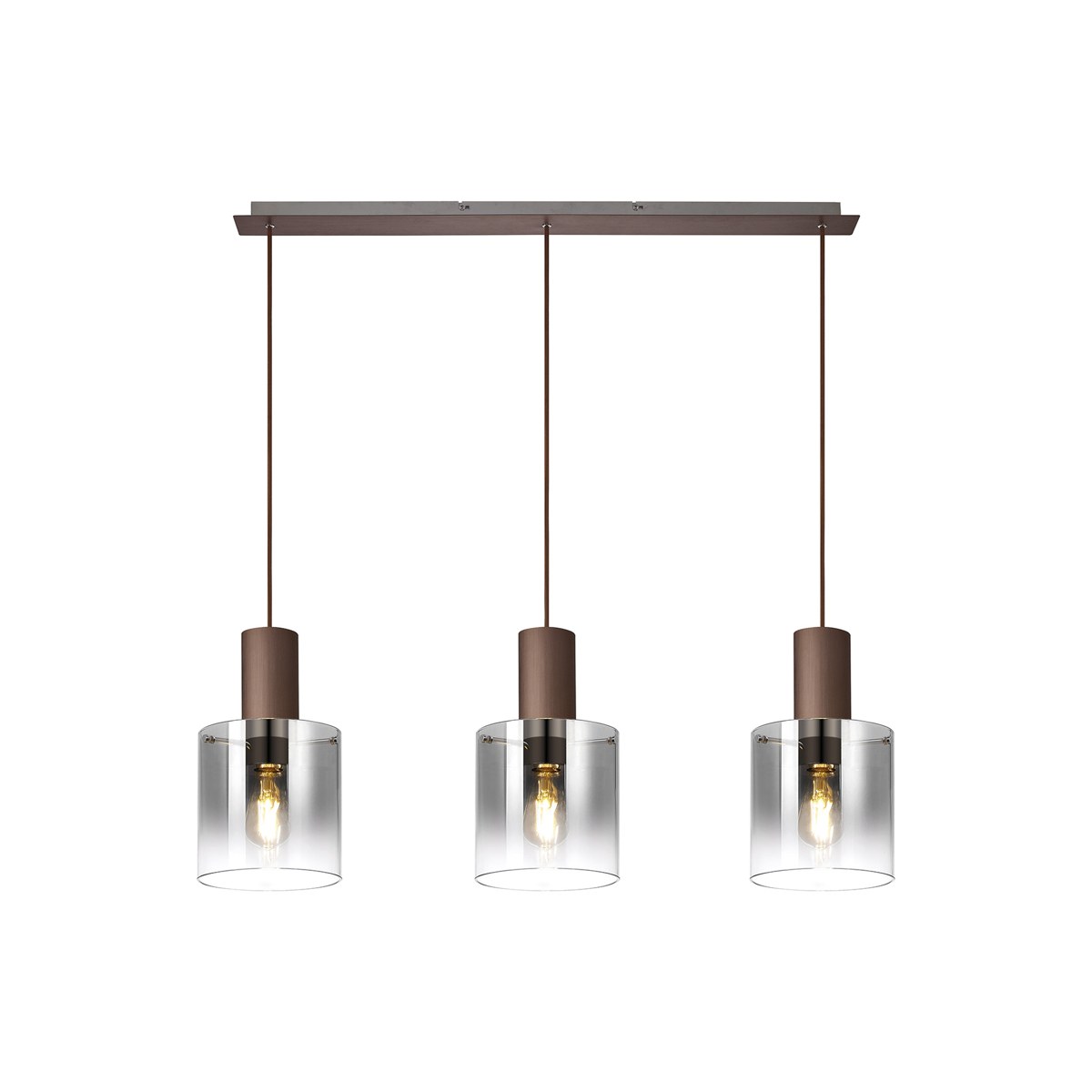Regent Maisy 3 Light 1000mm Linear Pendant Light - Mocha / Smoke Fade