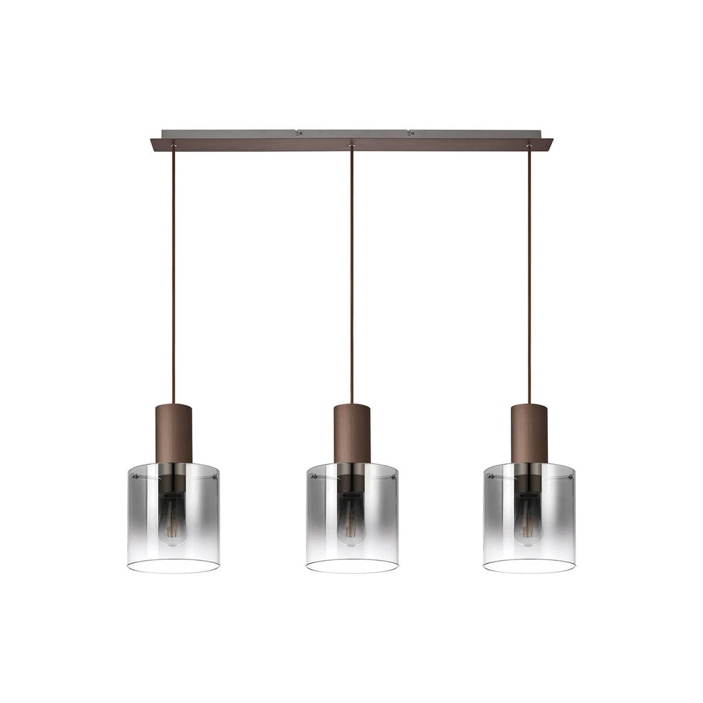 Regent Maisy 3 Light 1000mm Linear Pendant Light - Mocha / Smoke Fade