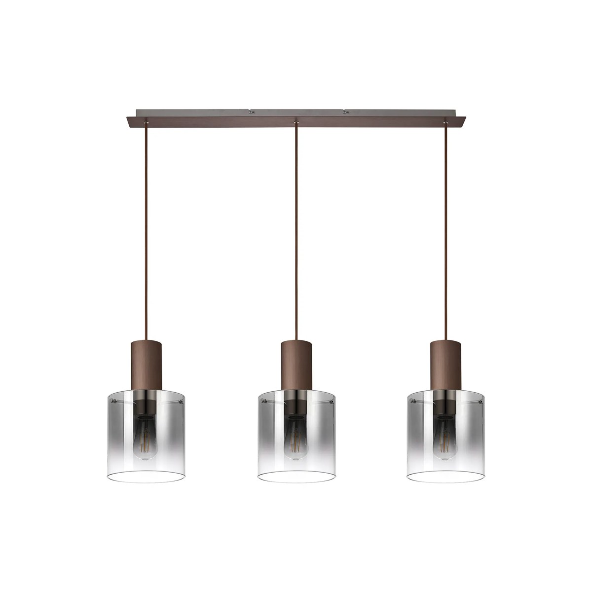 Regent Maisy 3 Light 1000mm Linear Pendant Light - Mocha / Smoke Fade