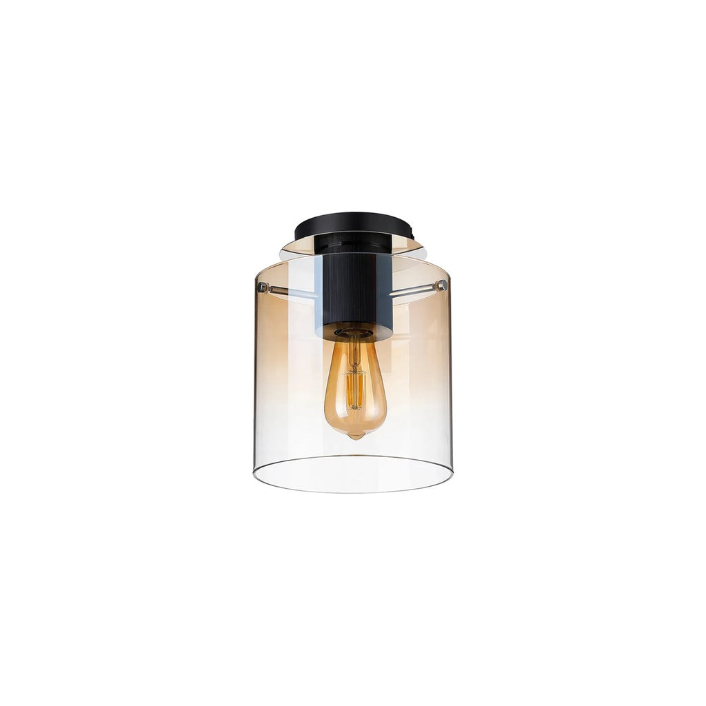 Regent Maisy 200mm Round Flush Ceiling Light - Black / Amber Fade