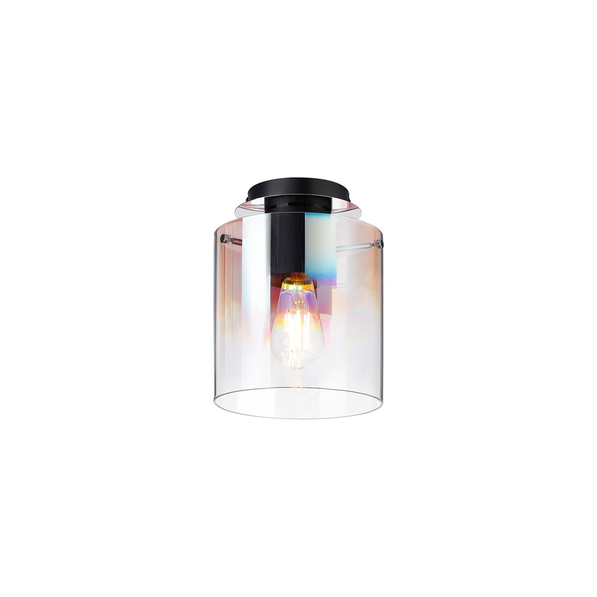Regent Maisy 200mm Round Flush Ceiling Light - Black / Iridescent Fade