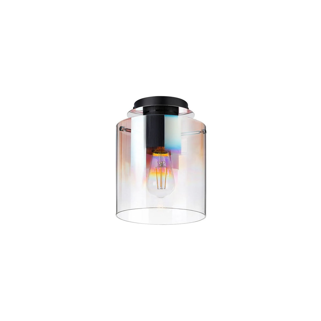 Regent Maisy 200mm Round Flush Ceiling Light - Black / Iridescent Fade