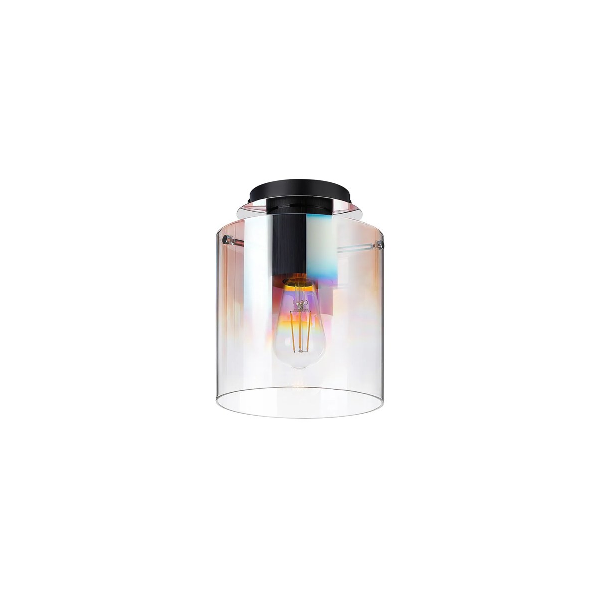 Regent Maisy 200mm Round Flush Ceiling Light - Black / Iridescent Fade
