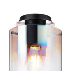 Regent Maisy 200mm Round Flush Ceiling Light - Black / Iridescent Fade