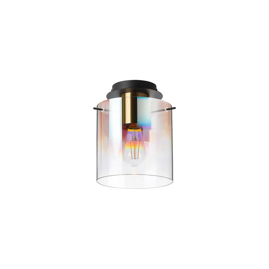 Regent Maisy 200mm Round Flush Ceiling Light - Brass / Sand Black / Iridescent Fade