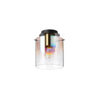 Regent Maisy 200mm Round Flush Ceiling Light - Brass / Sand Black / Iridescent Fade