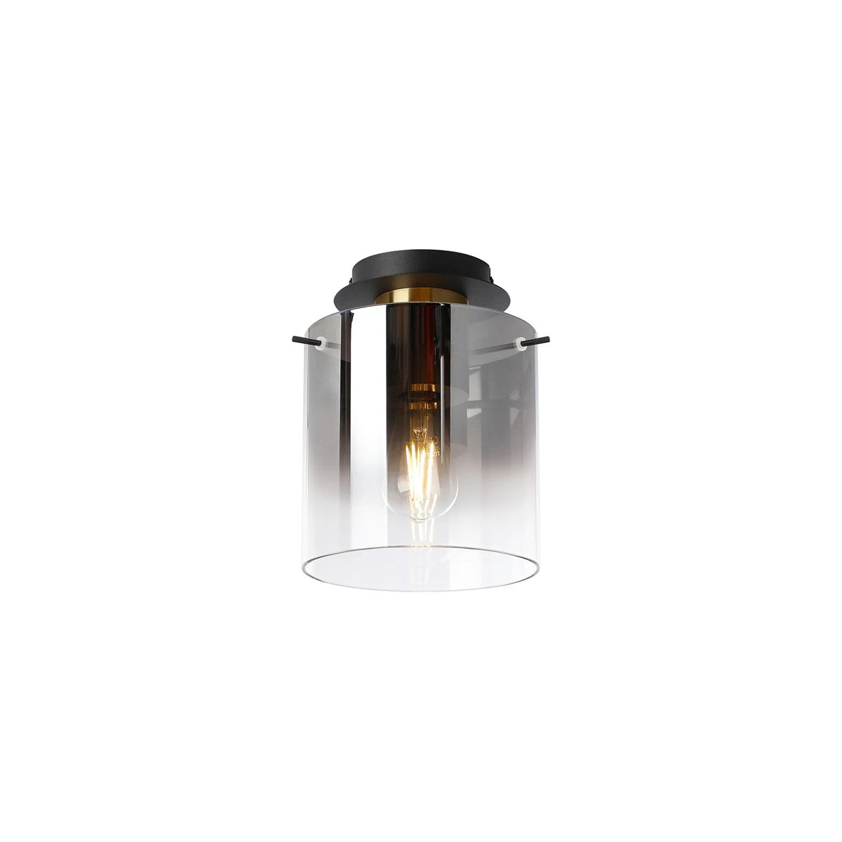 Regent Maisy 200mm Round Flush Ceiling Light - Brass / Sand Black / Smoke Fade