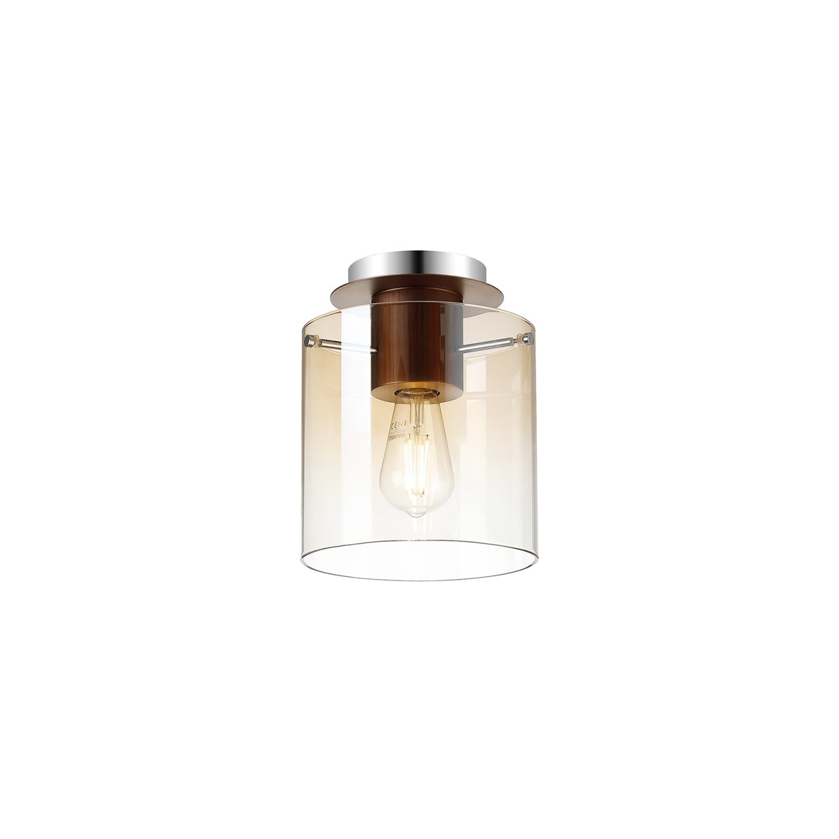 Regent Maisy 200mm Round Flush Ceiling Light - Mocha / Amber Fade