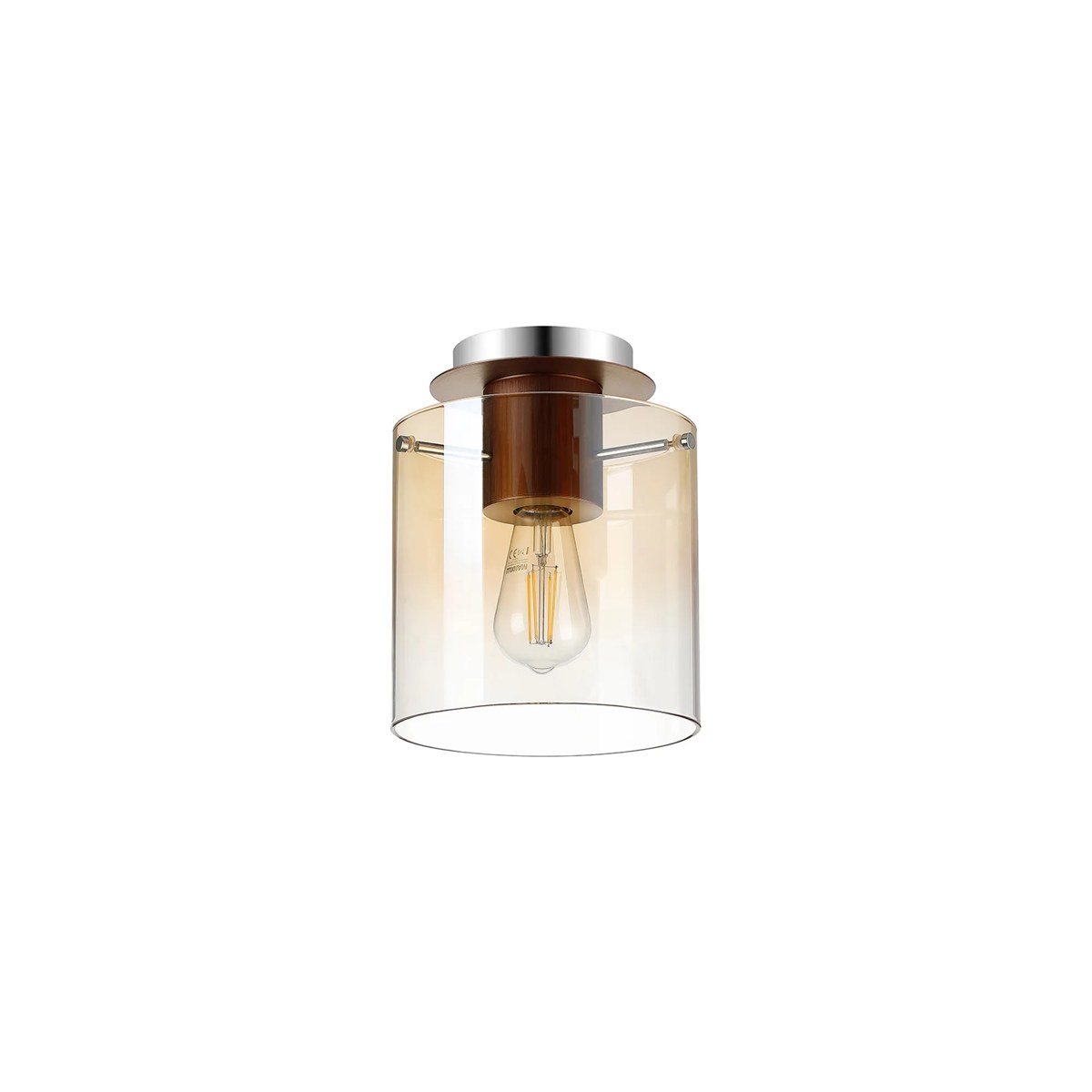 Regent Maisy 200mm Round Flush Ceiling Light - Mocha / Amber Fade