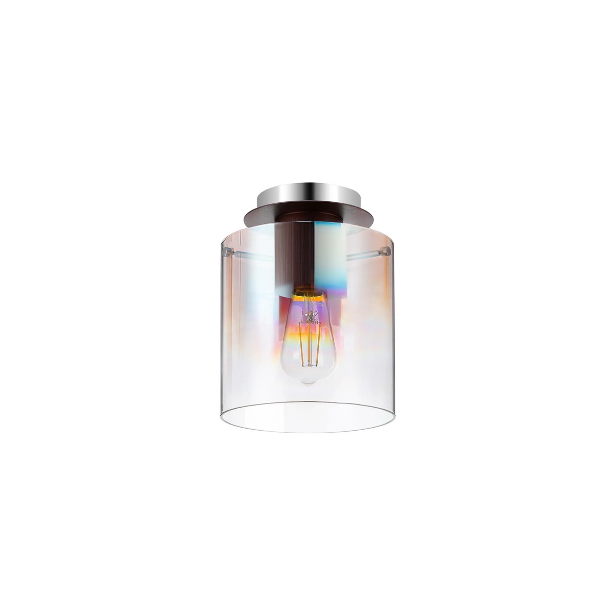 Regent Maisy 200mm Round Flush Ceiling Light - Mocha / Iridescent Fade