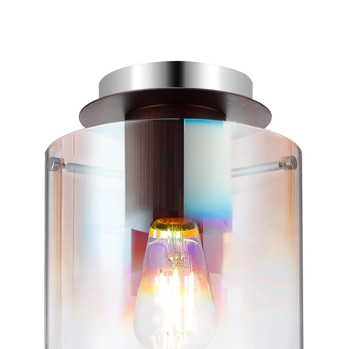Regent Maisy 200mm Round Flush Ceiling Light - Mocha / Iridescent Fade