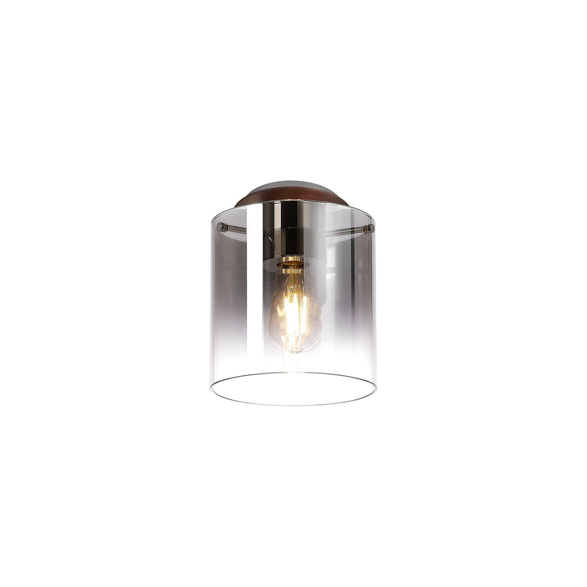 Regent Maisy 200mm Round Flush Ceiling Light - Mocha / Smoke Fade
