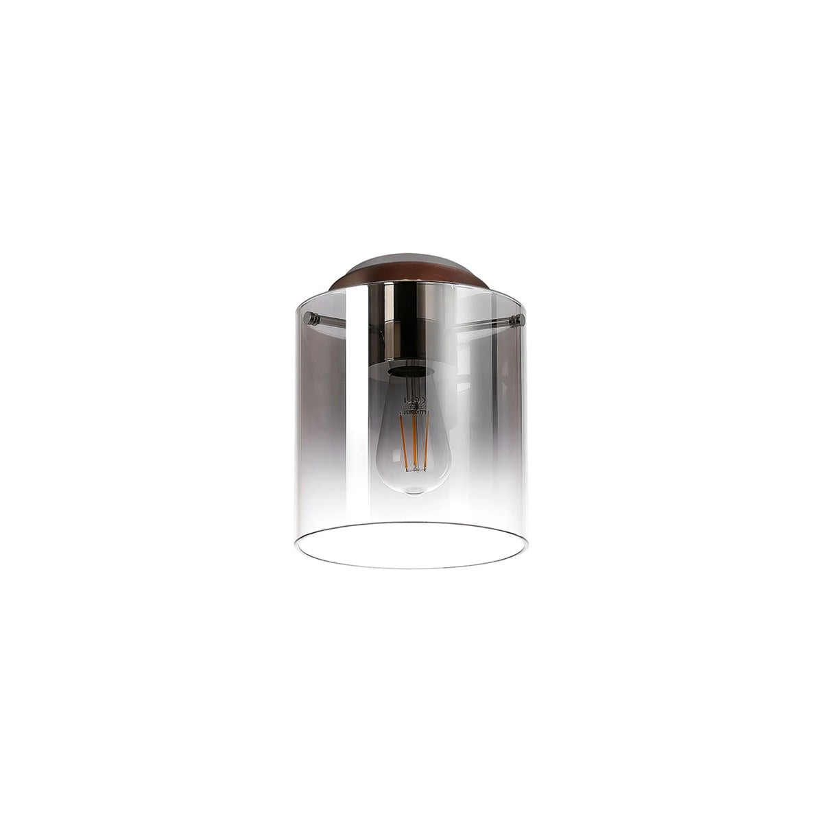 Regent Maisy 200mm Round Flush Ceiling Light - Mocha / Smoke Fade