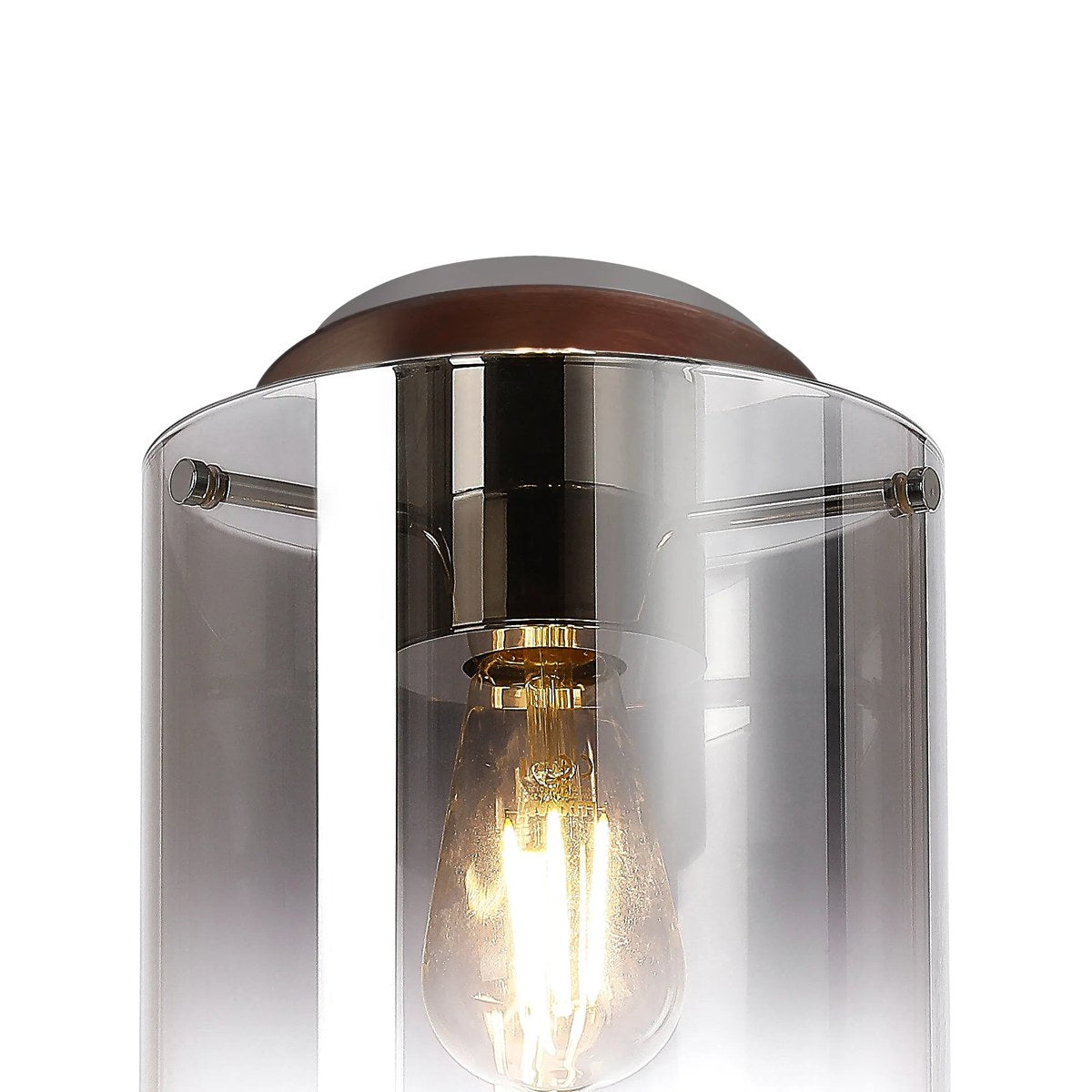 Regent Maisy 200mm Round Flush Ceiling Light - Mocha / Smoke Fade