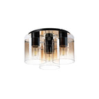 Regent Maisy 3 Light 370mm Round Flush Ceiling Light - Black / Amber Fade